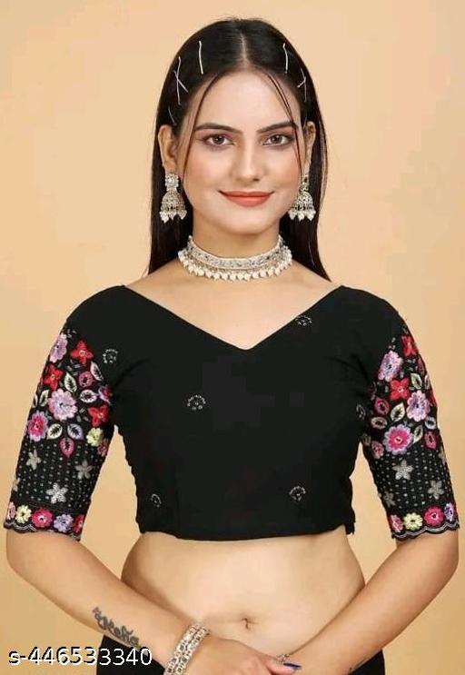 Pure Georgette Arco Border Saree With Sequence And embroidered Blouse - amamestyle