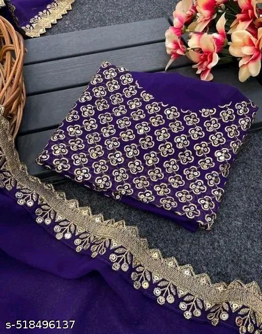 Fency Disener Georgette Pretty Sarees With New Fency  Border With Blouse Piece. - amamestyle