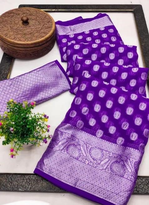 fox Georgette Silver Buti Fancy soft saree