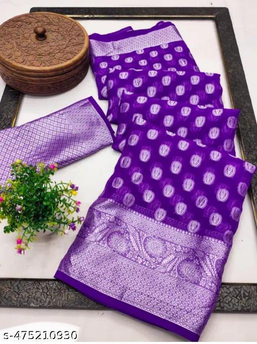 fox Georgette Silver Buti Fancy soft saree - amamestyle