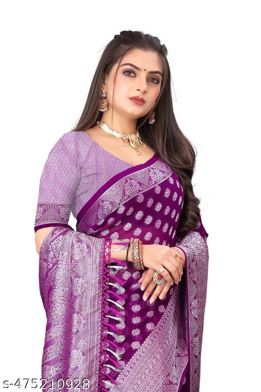 fox Georgette Silver Buti Fancy soft saree - amamestyle