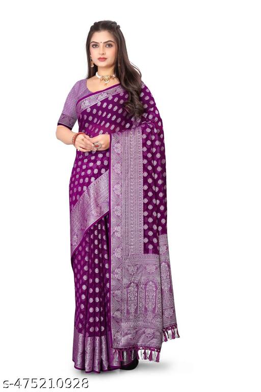 fox Georgette Silver Buti Fancy soft saree - amamestyle