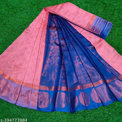 Get This Ravishing Kanjeevaram Brocade Pattu Silk Saree With Grand Rich Pallu and Separate Blue Blouse Piece  - amamestyle