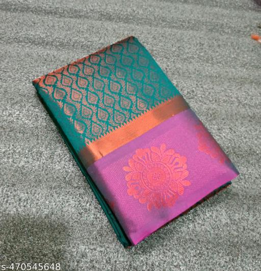 Kanjeevaram Brocade Contrast Border Z-Green Fancy Women Saree  - amamestyle