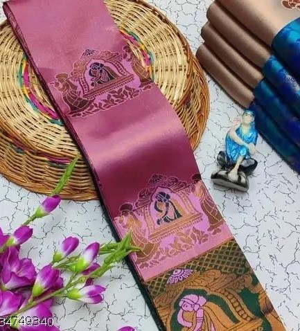 Beautiful Art Silk Jacquard Border Saree With Unstitched Running Blouse For Women Wedding Wear Party