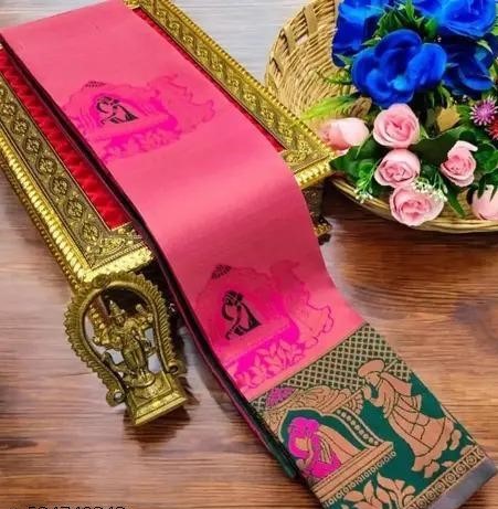 Beautiful Art Silk Jacquard Border Saree With Unstitched Running Blouse For Women Wedding Wear Party