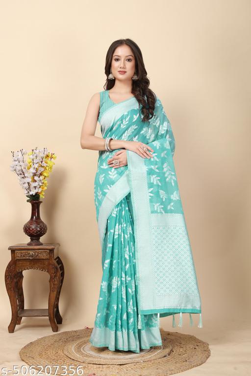 Women's Banarasi Silk Kanjeevaram Wedding And Party Collection Sarees With Blouse - amamestyle