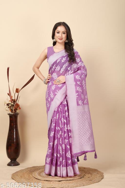 Women's Banarasi Silk Kanjeevaram Wedding And Party Collection Sarees With Blouse - amamestyle
