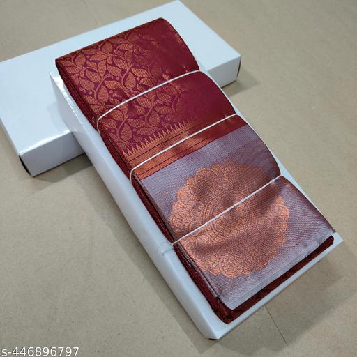 Get This Beautiful & Ravishing Kanjeevaram Brocade Pattu Silk Sarees With Rich Zari Woven Pallu and Separate Blouse Piece / Brocade Pattu Silk Sarees / Pattu Silks Sarrees /Brocade Saree - amamestyle