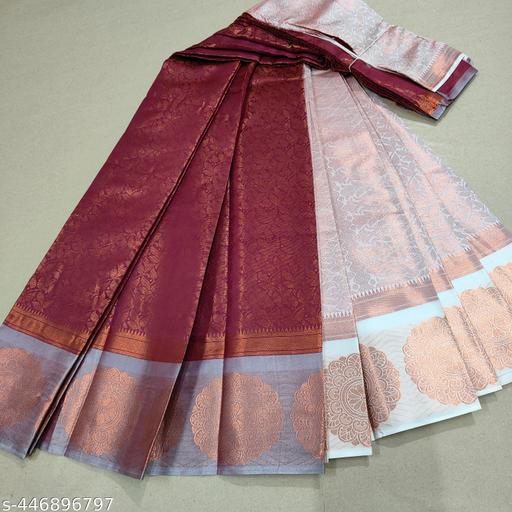 Get This Beautiful & Ravishing Kanjeevaram Brocade Pattu Silk Sarees With Rich Zari Woven Pallu and Separate Blouse Piece / Brocade Pattu Silk Sarees / Pattu Silks Sarrees /Brocade Saree - amamestyle