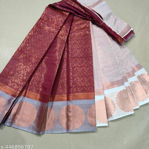 Get This Beautiful & Ravishing Kanjeevaram Brocade Pattu Silk Sarees With Rich Zari Woven Pallu and Separate Blouse Piece / Brocade Pattu Silk Sarees / Pattu Silks Sarrees /Brocade Saree - amamestyle