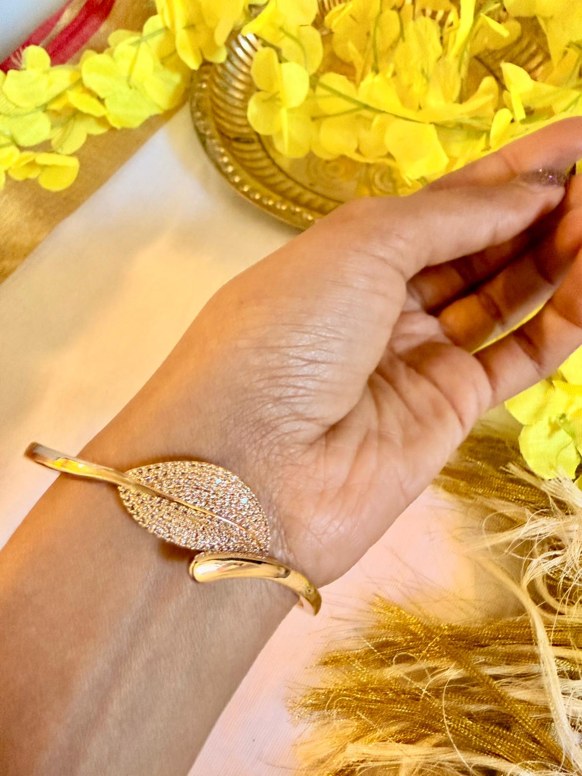 Elara Leaf Luxe Bangle - Astra by Ash