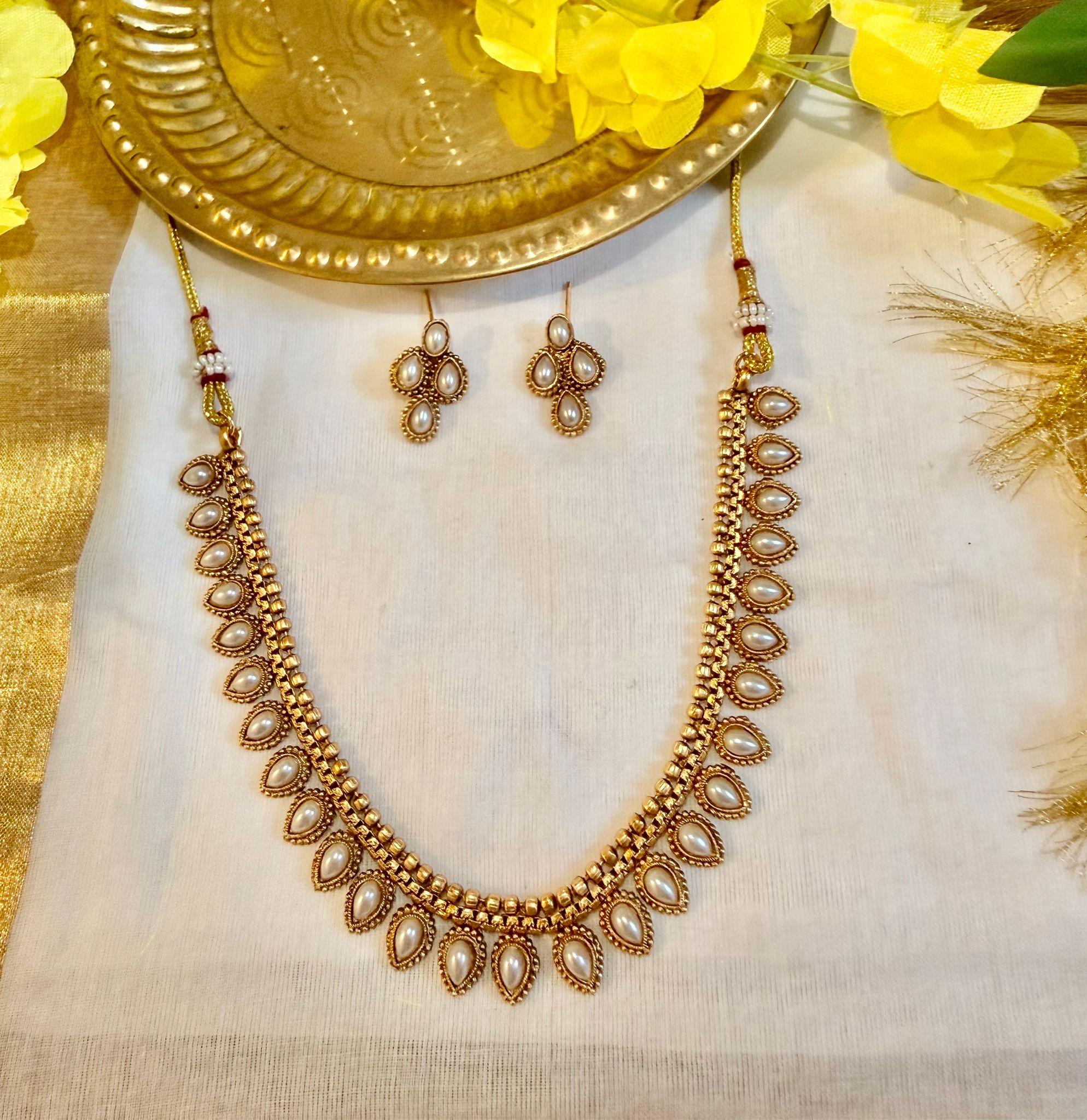 Mrinalini Pearl Temple Set- Astra by Ash