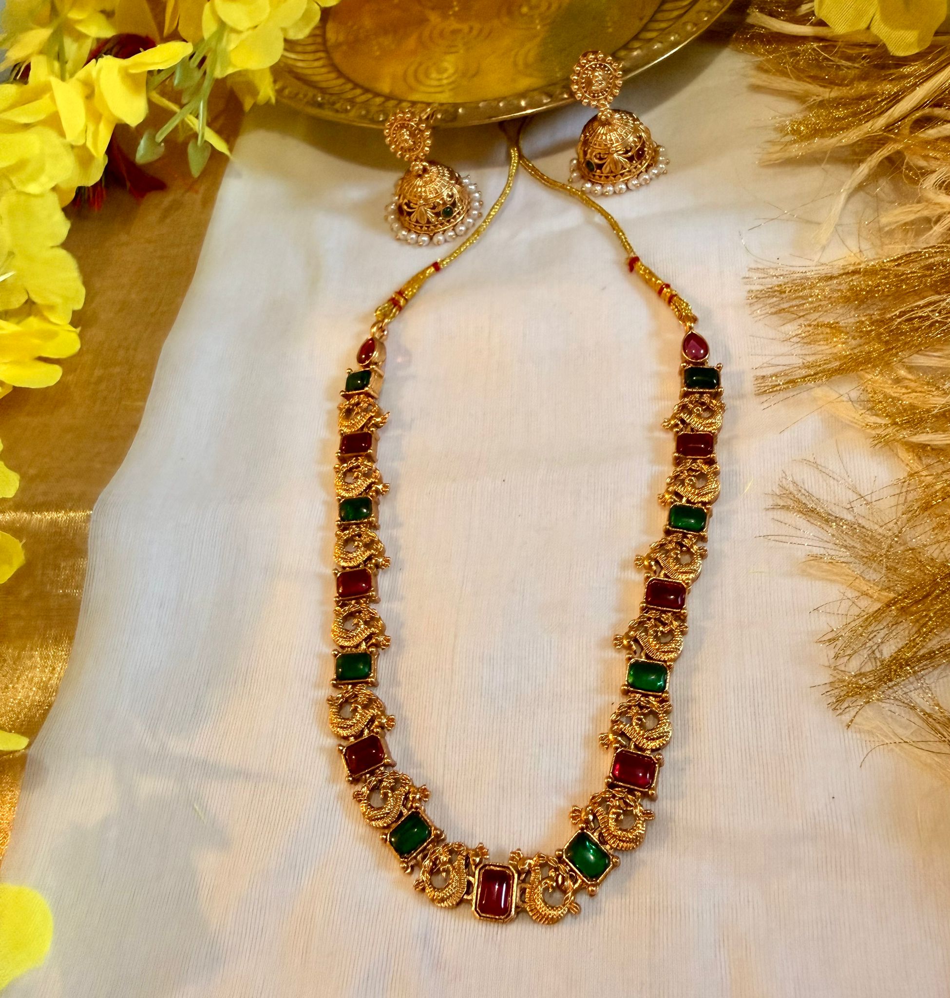 Mahadevi Dark Pink & Green Temple Set - Astra by Ash