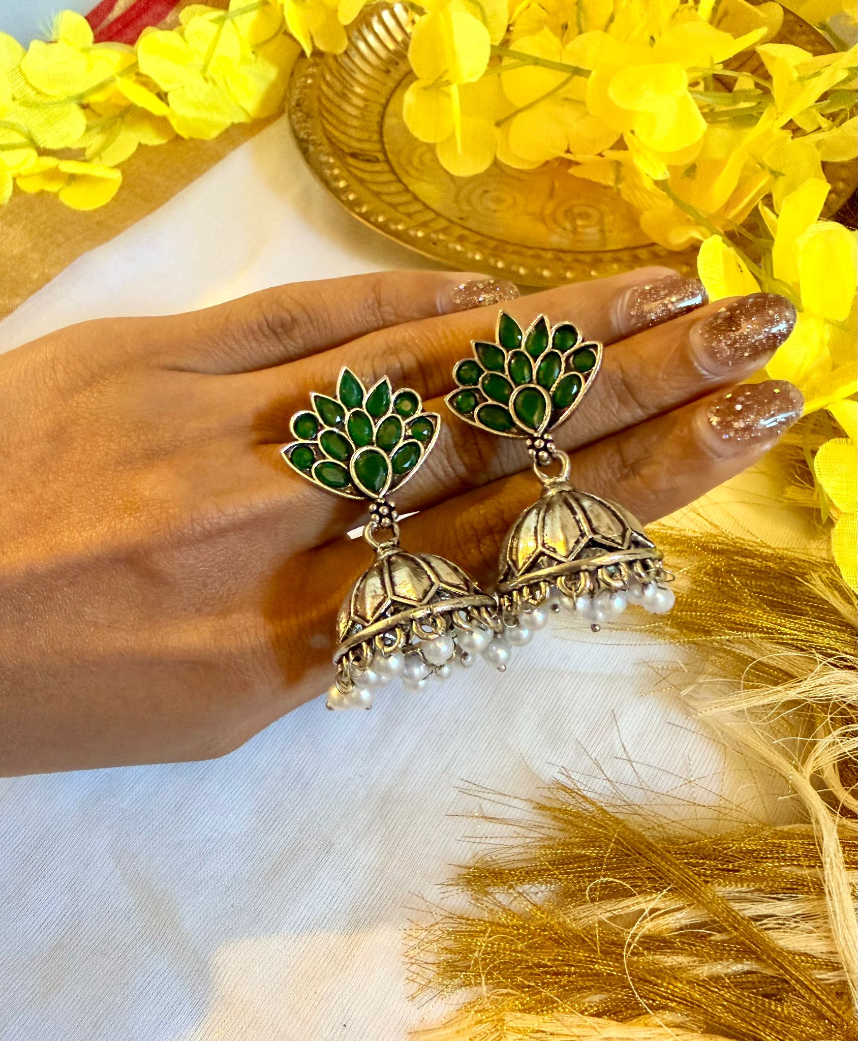 Krishika Green Jhumka - Astra by Ash