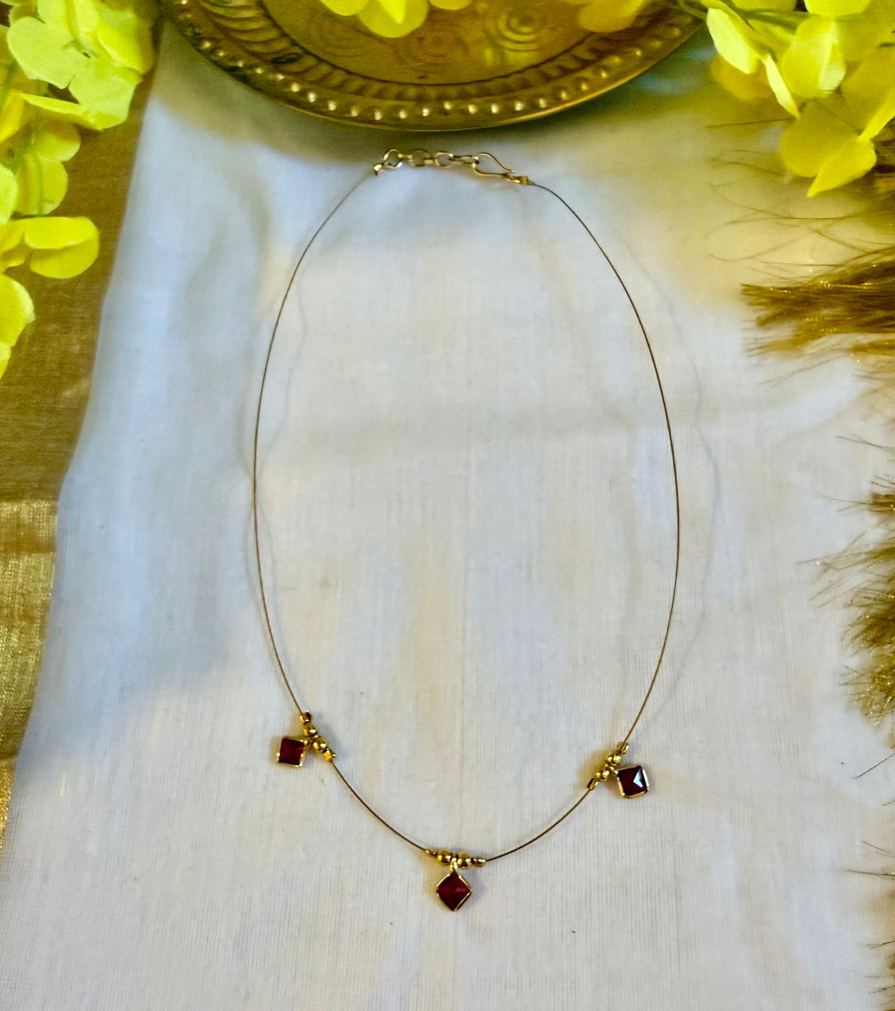 Sharika Deep Pink Drop Necklace