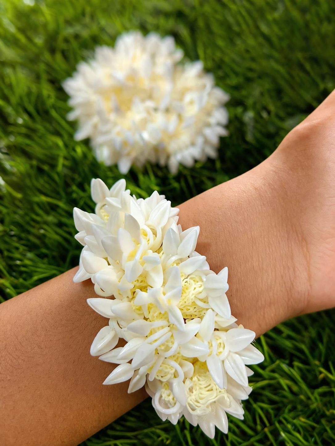 Artificial Jasmine Flower Scrunchie