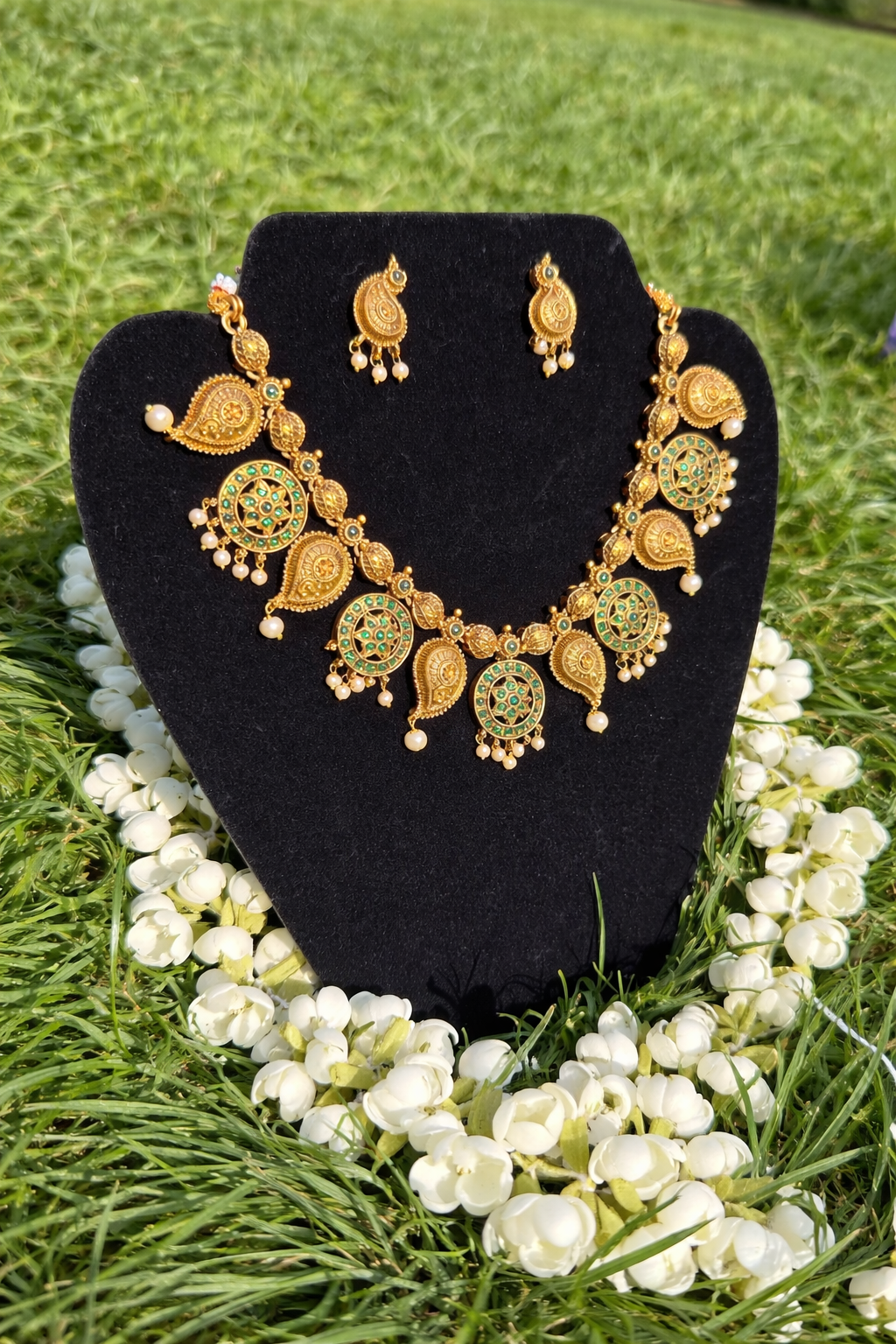     Temple Style Green Necklace Set - Astra by Ash