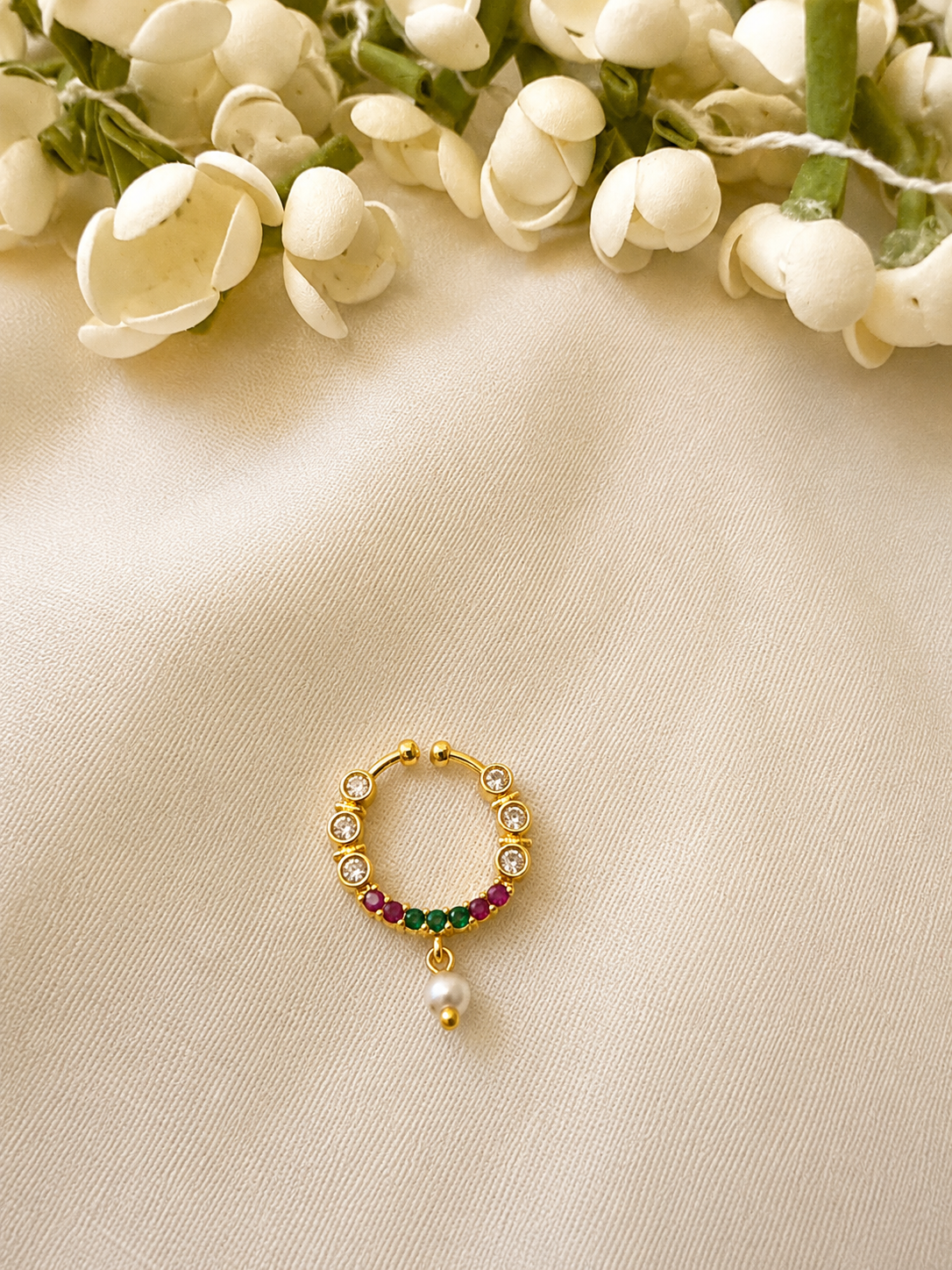 Navaratna Pearl Halo Septum Ring - Astra by Ash