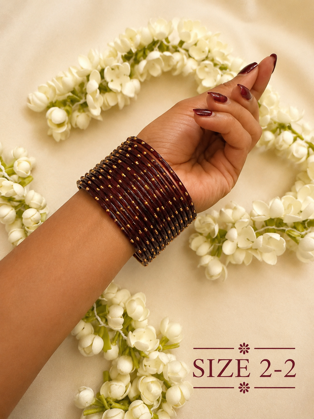 Burgundy Blossom Glass Bangles - Astra by Ash