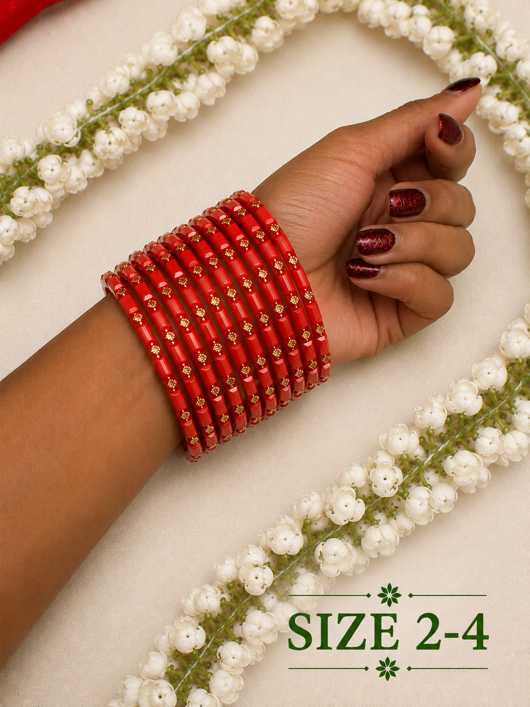 Scarlet Bloom Glass Bangles - Astra by Ash