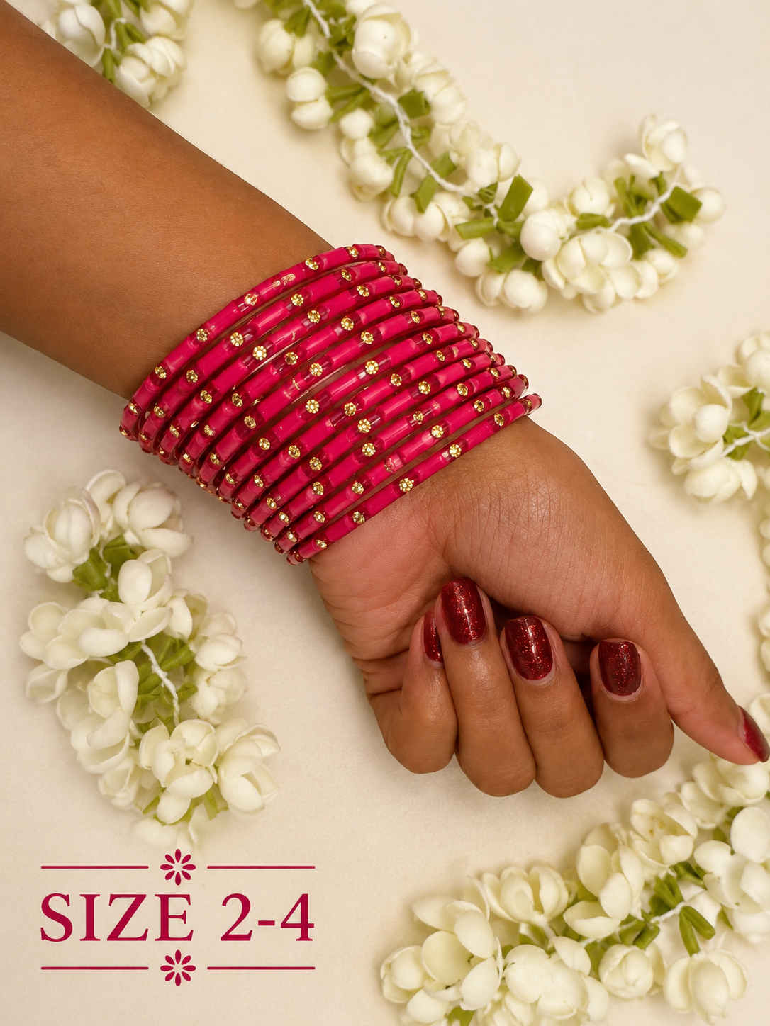 Fuchsia Blossom Glass Bangles - Astra by Ash
