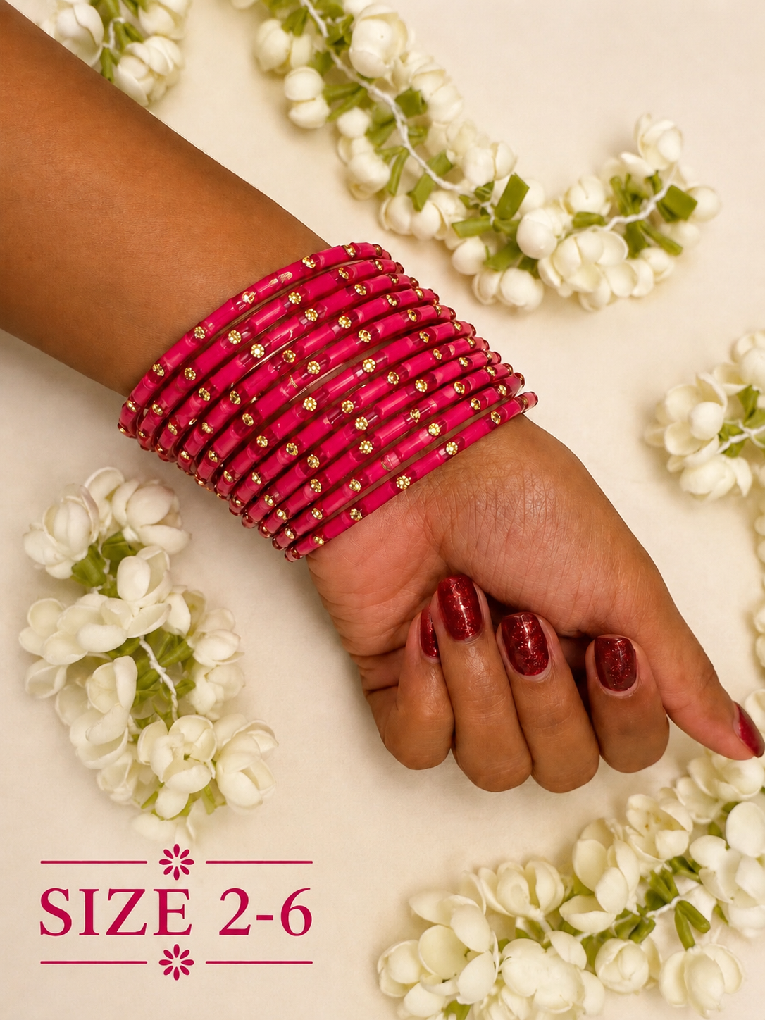 Fuchsia Blossom Glass Bangle - Astra by Ash