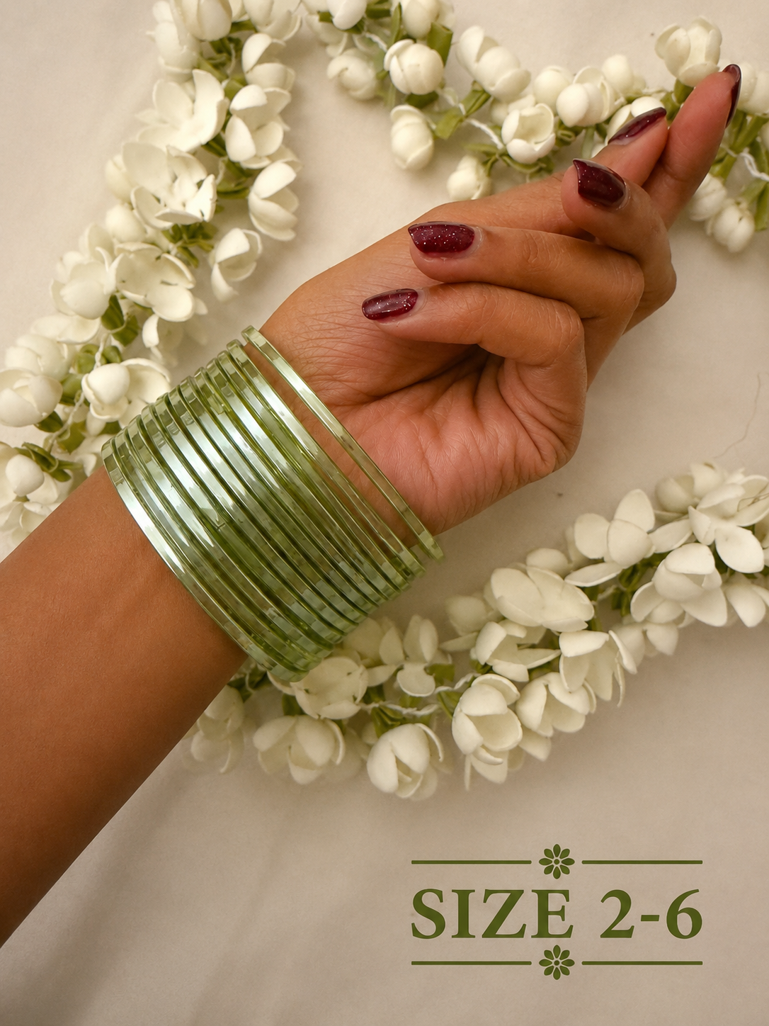 Pistachio Glow Glass Bangles - Astra by Ash