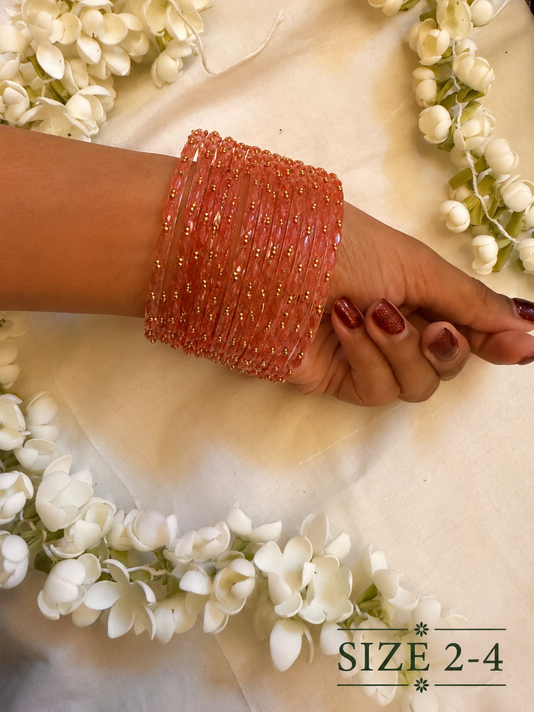 Peach Blossom Glass Bangles - Astra by Ash 