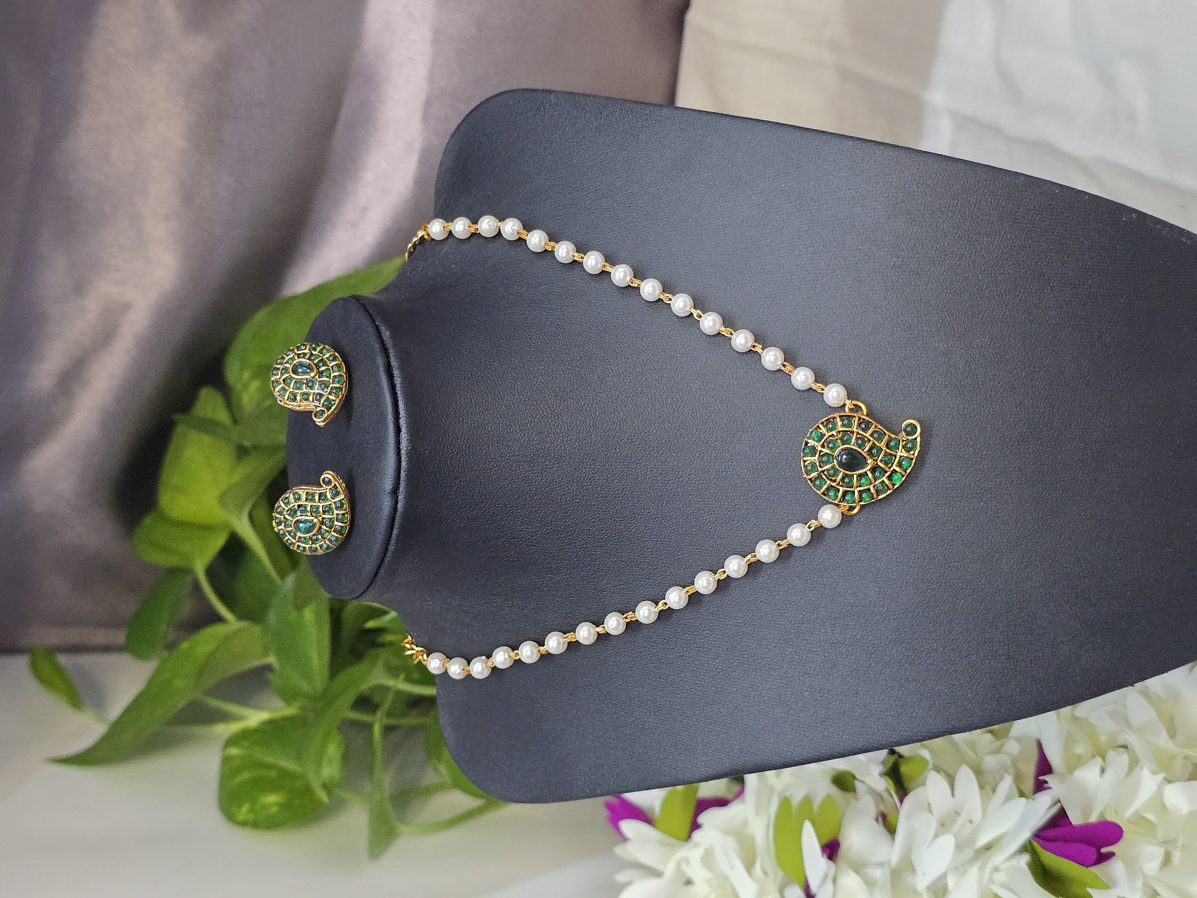 Mrinal Green Pearl Chocker Set - Astra by Ash 