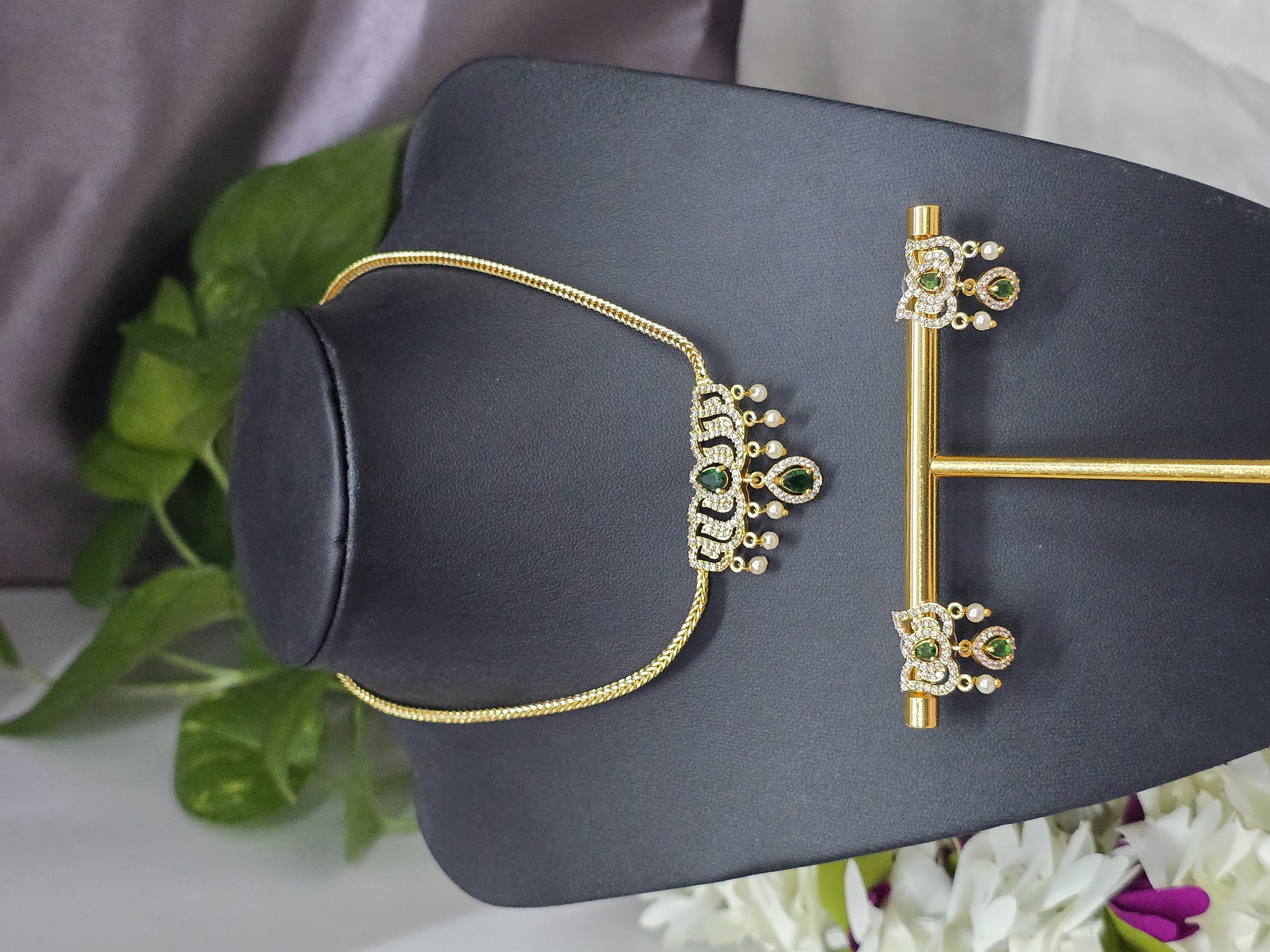 Emerald Pearl Necklace Set - Astra by Ash 