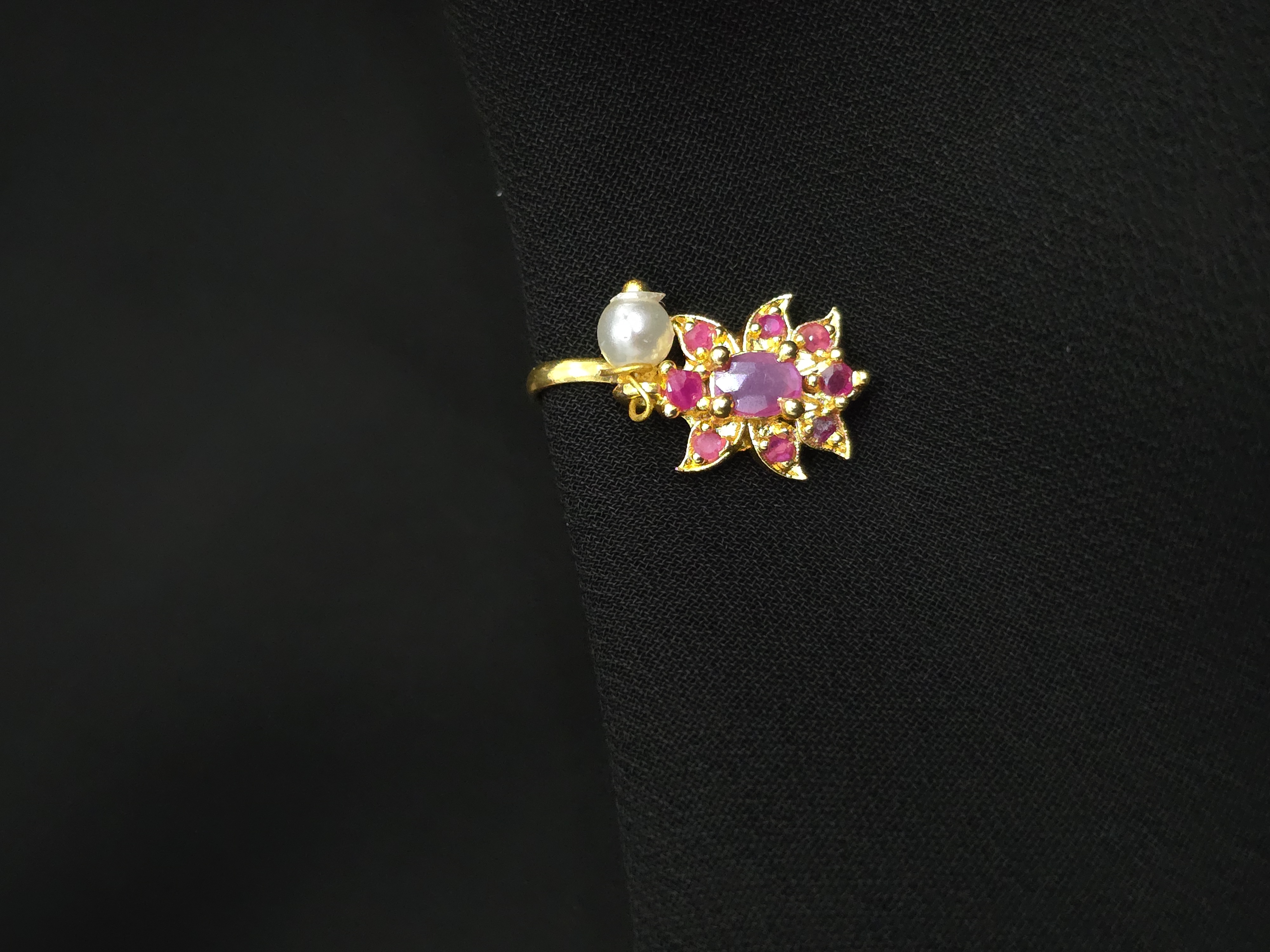 Ruby Bloom Pearl Nose Pin - Astra by Ash 