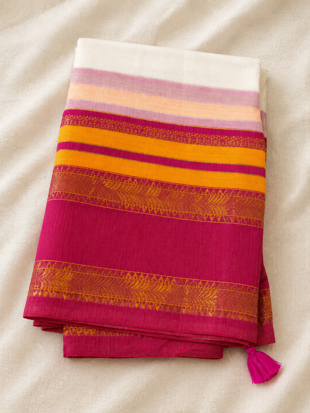 Classic yellow Ready-to-Wear Mul Cotton Saree