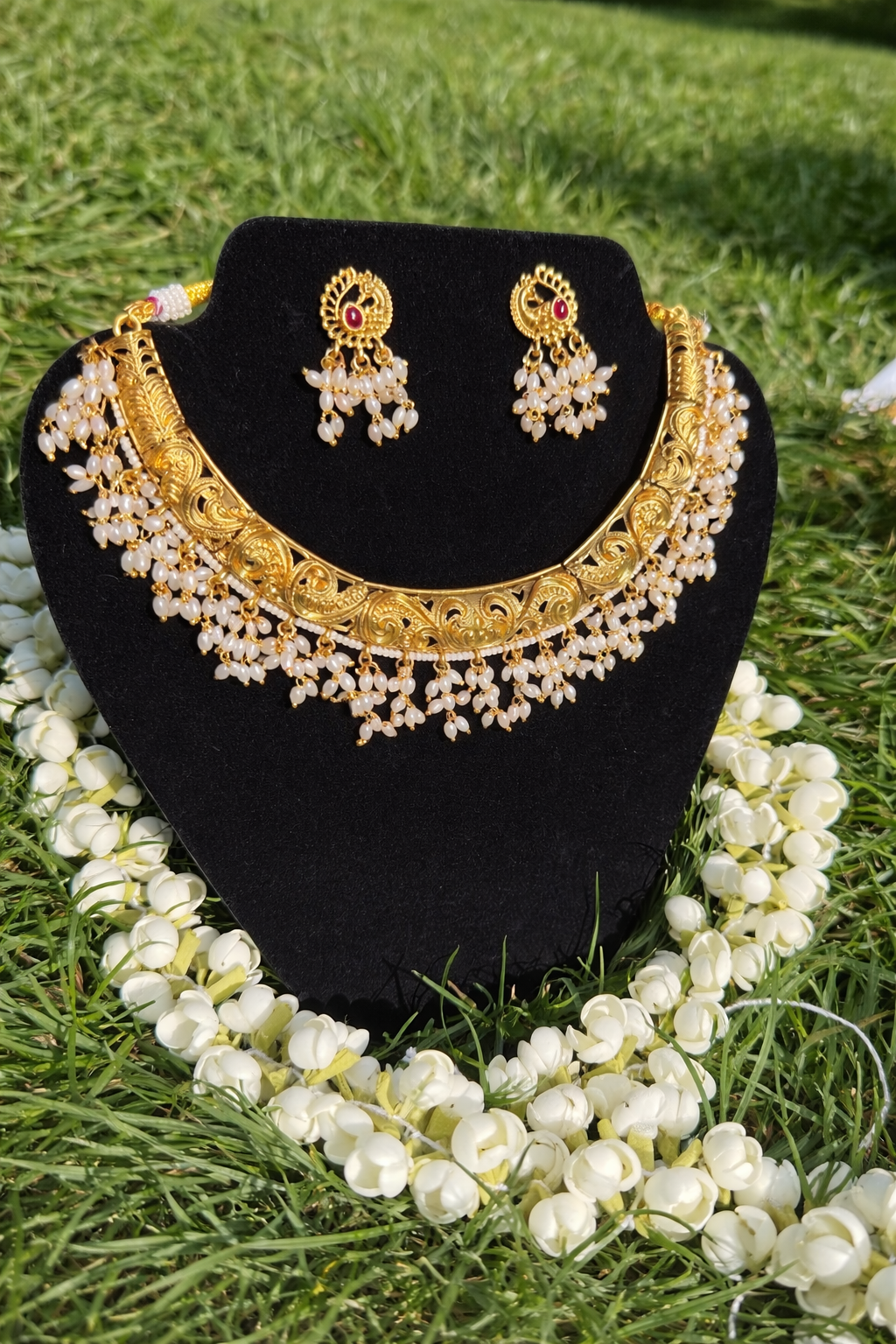 Pearl Drop Gold Choker Set - Astra by Ash