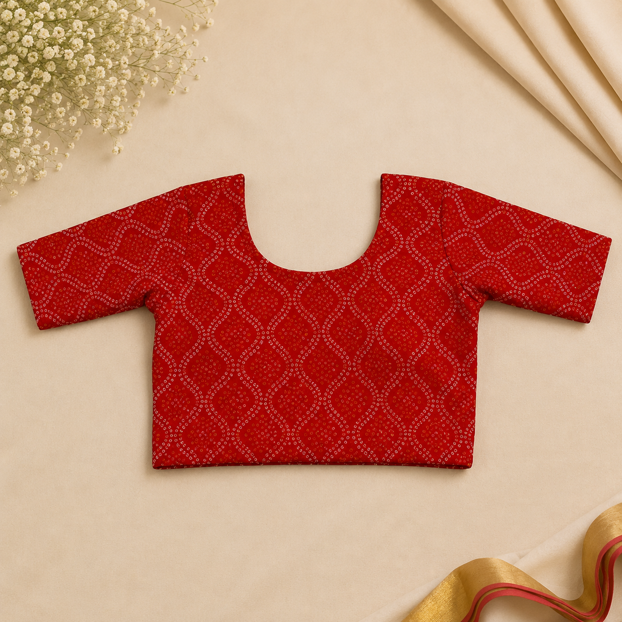 Scarlet Bandhani Stretchable Blouse