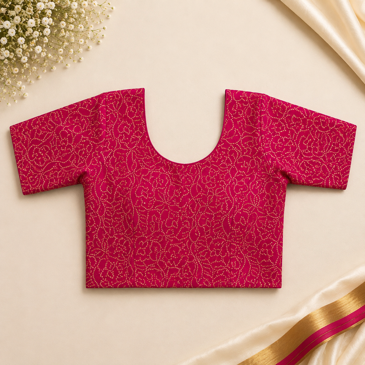 Hot Pink Floral Swirl Stretchable Blouse