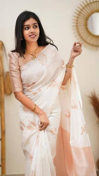 New Simple Litchi Silk saree with unstiched  blouse piece
