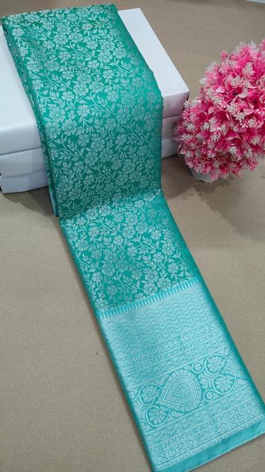 Premium Quality 100% Pure Kanjeevaram Brocade Silk Sarees With Grand Contrast Silver Zari Woven Pallu and Blouse Piece / Special Samuthrika and Vasthrakala Type Bridal Kanjivaram Brocade Pattu Silk Sarees 