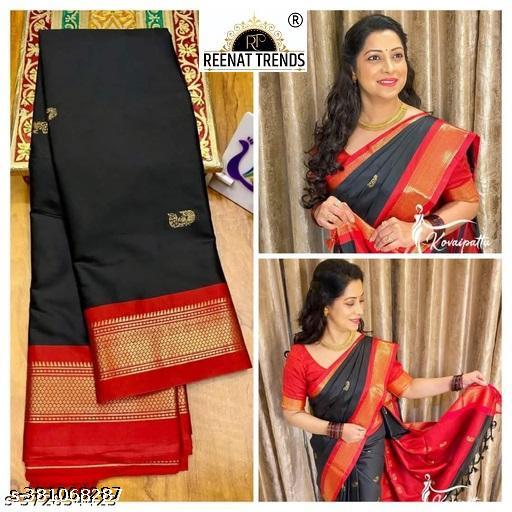 Traditional Yeola  Paithani Cotton Silk Saree with running blouse peice  Color Black And Red - amamestyle