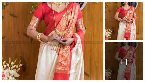 Get This Ravishing Garad Kanjivaram Silk Sarees With Zari Woven Red Pallu and Separate Blouse Piece  / Garad Silk Sarees/ Garod Silk Sarees/ Kanjivaram Silk Sarees/ Special Traditional Pujo Bengali Saree