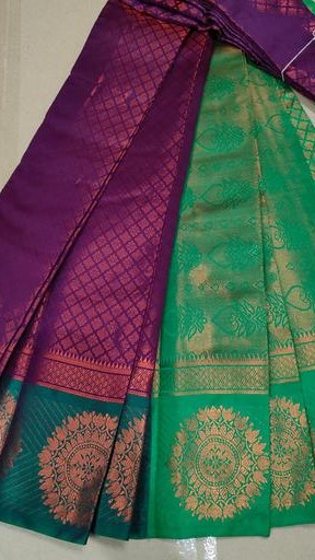Get This Ravishing Kanjivaram Brocade Pattu Silk Sarees With Contrast Green Rich Pallu and Separate Green Blouse Piece/ Brocade Pattu Silk Sarees 