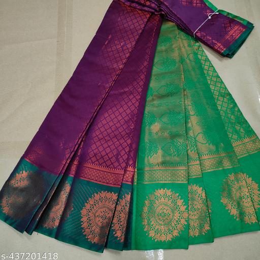 Get This Ravishing Kanjivaram Brocade Pattu Silk Sarees With Contrast Green Rich Pallu and Separate Green Blouse Piece/ Brocade Pattu Silk Sarees  - amamestyle