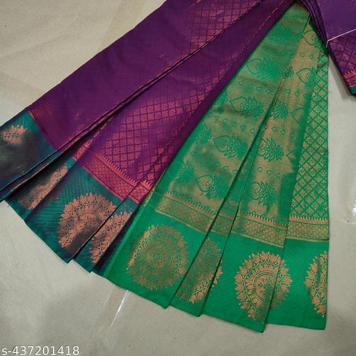 Get This Ravishing Kanjivaram Brocade Pattu Silk Sarees With Contrast Green Rich Pallu and Separate Green Blouse Piece/ Brocade Pattu Silk Sarees  - amamestyle