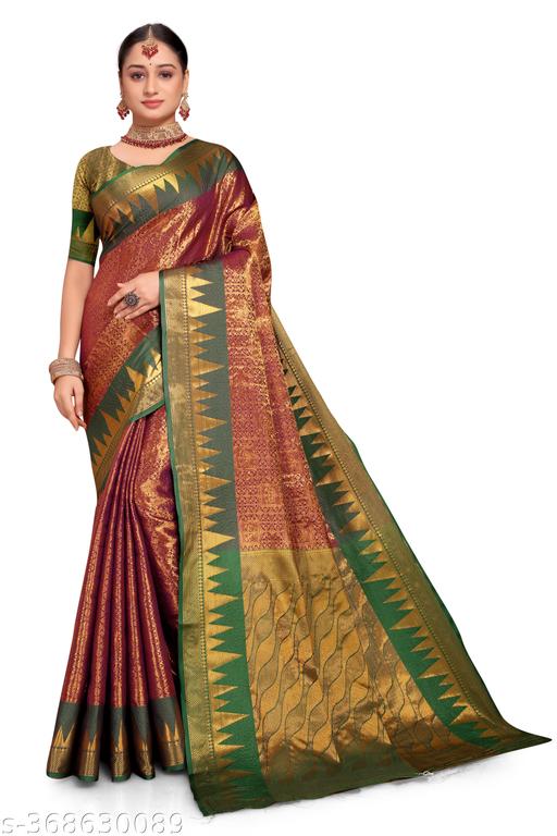 Banarasi silk saree with jacquard blouse - amamestyle
