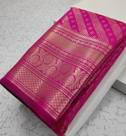 Get This New Arrivals Leheriya Design Brocade Pattu Silk Saree With Contrast Antique Zari Woven Pallu & Blouse Piece