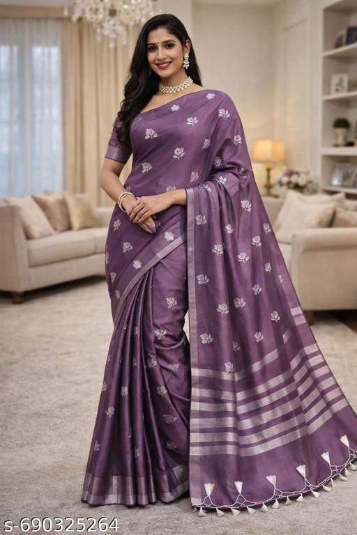 Banarsi Silk Saree With Atterective  Leaf  Embroidery Full work - amamestyle