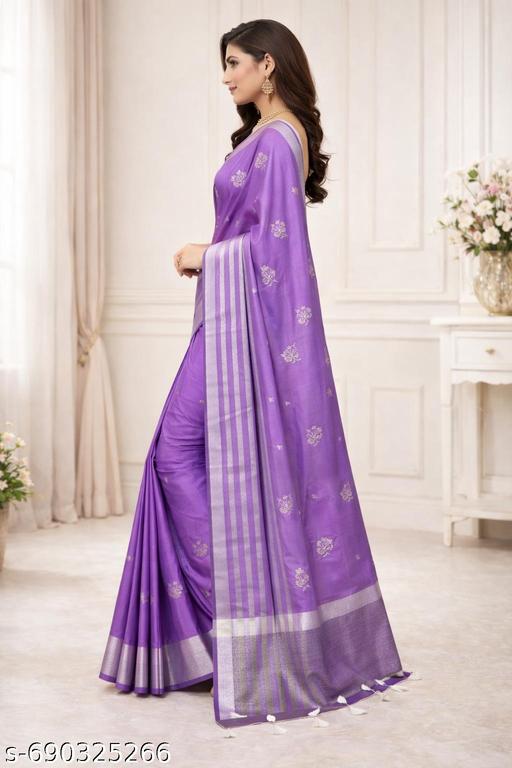 Banarsi Silk Saree With Atterective  Leaf  Embroidery Full work - amamestyle