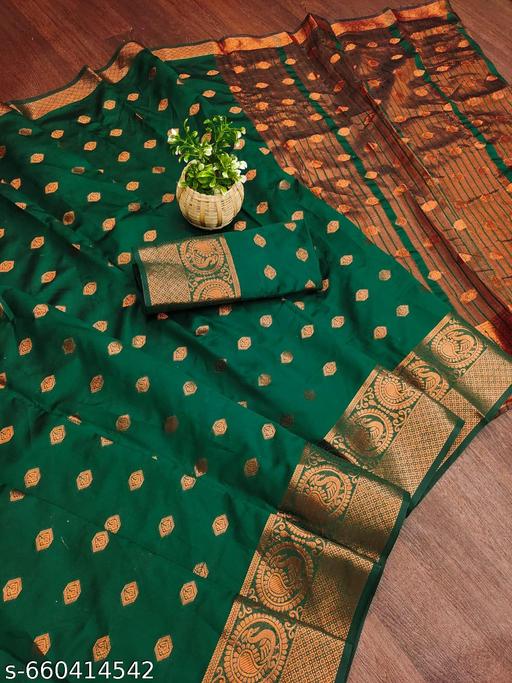 LITCHI SILK Women's Soft Paithani Silk Zari Woven Saree With Unstitched Blouse Piece  - amamestyle