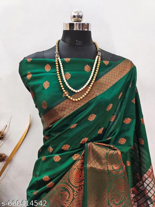 LITCHI SILK Women's Soft Paithani Silk Zari Woven Saree With Unstitched Blouse Piece  - amamestyle