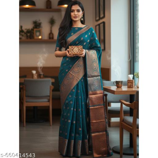 LITCHI SILK Women's Soft Paithani Silk Zari Woven Saree With Unstitched Blouse Piece  - amamestyle